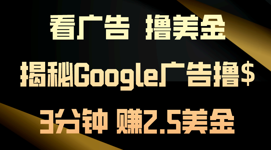 （10912期）买会员，撸美元！3min赚2.5美元！日入200美元指日可待！揭密Google广告宣传…-小i项目网