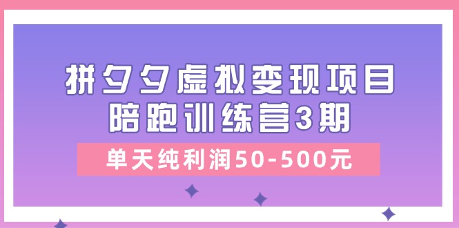 （11000期）某收费标准学习培训《拼夕夕虚拟变现项目陪跑训练营3期》单日净利润50-500元-小i项目网