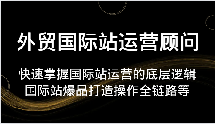 外贸国际站运营顾问-快速掌握国际站运营的底层逻辑，国际站爆品打造操作全链路等-小i项目网