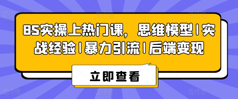 8S实际操作抖音上热门课，思维模型|实践经验|暴力行为引流方法|后面转现-小i项目网