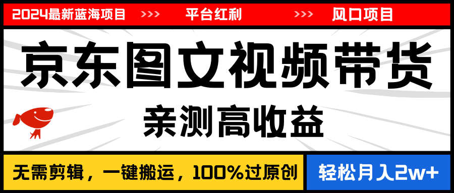 （11147期）2024最新蓝海项目，逛逛京东图文视频带货，无需剪辑，月入20000+-小i项目网