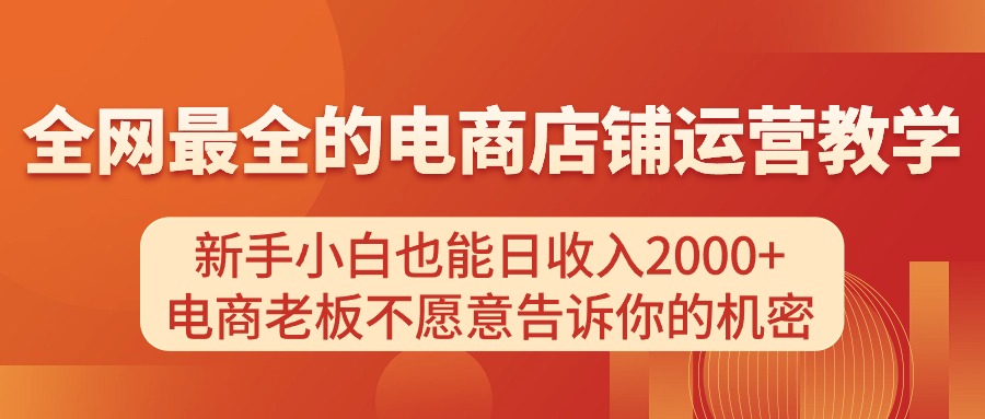 （11266期）电商店铺运营教学，新手小白也能日收入2000+，电商老板不愿意告诉你的机密-小i项目网