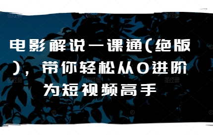 影视解说一课通(稀有)，陪你轻轻松松从0升阶为短视频高手-小i项目网