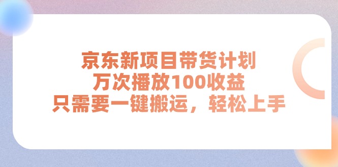 （11300期）京东新项目带货计划，万次播放100收益，只需要一键搬运，轻松上手-小i项目网