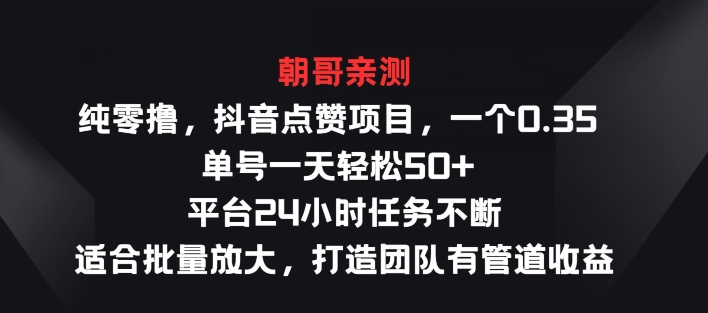 纯零撸抖音点赞新项目，一个0.35 运单号一天轻轻松松50  服务平台24钟头每日任务持续，适宜大批量变大-小i项目网