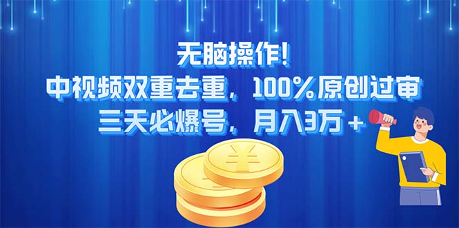 （11353期）无脑操作!中视频双重去重，100%原创过审，三天必爆号，月入3万+-小i项目网