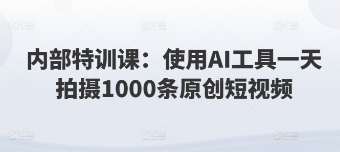 内部结构训练课：应用AI专用工具一天拍照1000条优质短视频-小i项目网