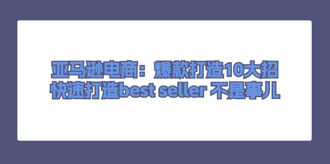 （11431期）亚马逊电商：爆款打造10大招，快速打造best seller 不是事儿-小i项目网