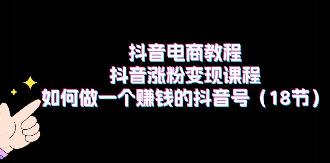 （11436期）抖音电商教程：抖音涨粉变现课程：如何做一个赚钱的抖音号（18节）-小i项目网