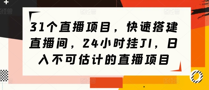 31个直播项目，快速搭建直播间，24小时挂JI，日入不可估计的直播项目-小i项目网