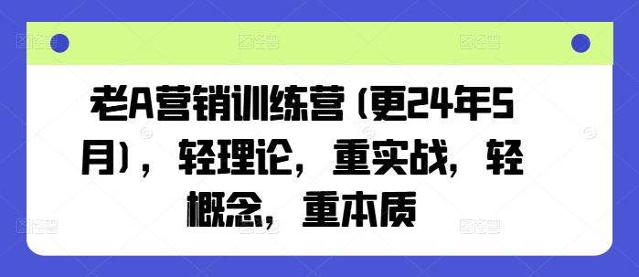 老A营销训练营(更24年6月)，轻理论，重实战，轻概念，重本质-小i项目网