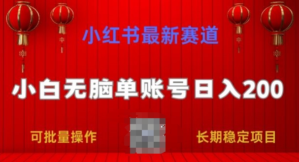 小红书的最新生态，新手没脑子单账户日入200，持续稳定新项目-小i项目网