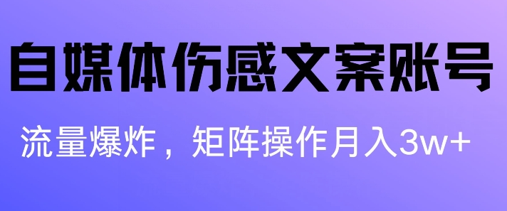 自媒体平台伤感文案账户，制作简单，总流量发生爆炸账户非常容易拷贝，引流矩阵月入1W-小i项目网