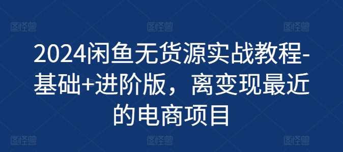 2024闲鱼平台无货源电商实战演练实例教程-基本 升级版，离转现近期的电商项目-小i项目网