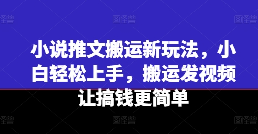 小说推文运送新模式，新手快速上手，运送上传视频让弄钱更方便-小i项目网