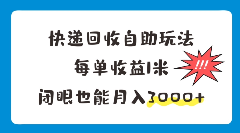 快递回收自助式游戏玩法，每一单盈利1米，闭上眼也可以月入3000-小i项目网