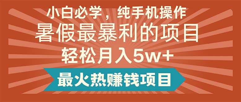 （11583期）新手必会，纯手机操控，暑期最赚钱的新项目轻轻松松月入5w 最火热挣钱的项目-小i项目网