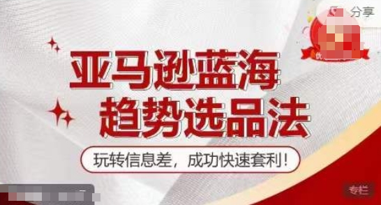 【夏令营】亚马逊平台瀚海发展趋势选款法，轻松玩信息不对称，取得成功迅速对冲套利-小i项目网