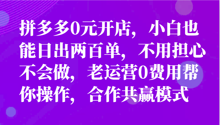 全新拼多多平台优质企业新手褔利，二天销售量过百单，不要钱、老经营代实际操作-小i项目网