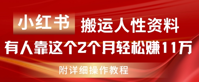 小红书的运送人的本性材料，有些人靠这个2个月轻松赚钱11w，附实例教程【揭密】-小i项目网