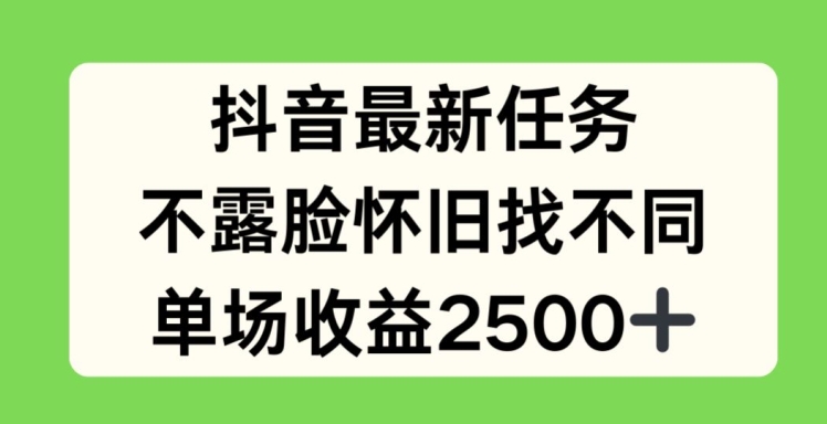 抖音最新每日任务，不露脸复古找不同游戏，场均盈利2.5k【揭密】-小i项目网