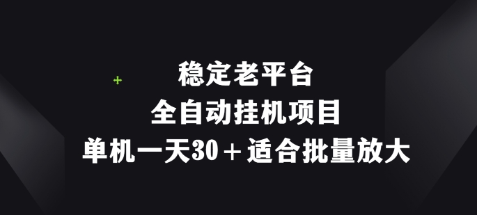 平稳老平台，全自动挂机新项目，单机版一天30 适宜大批量变大-小i项目网