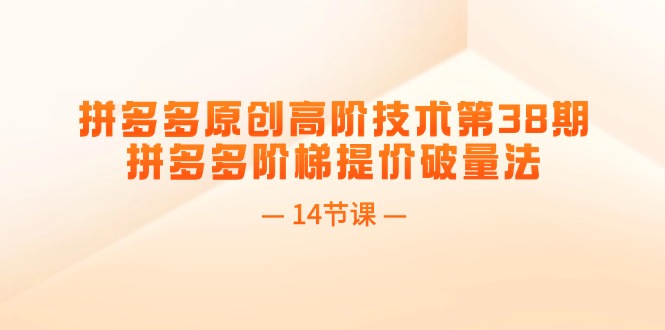 拼多多平台原创设计高级技术性第38期，拼多多平台台阶涨价破量法（14堂课）-小i项目网