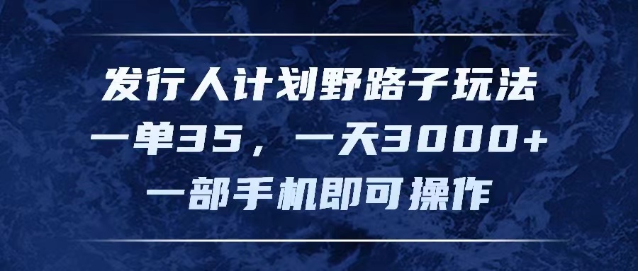 （11750期）发行人计划野路子玩法，一单35，一天3000+，一部手机即可操作-小i项目网