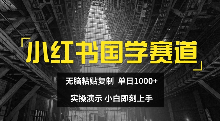 小红书的国学经典跑道，没脑子粘贴复制，单日1K，实际操作演试，新手立刻入门【揭密】-小i项目网