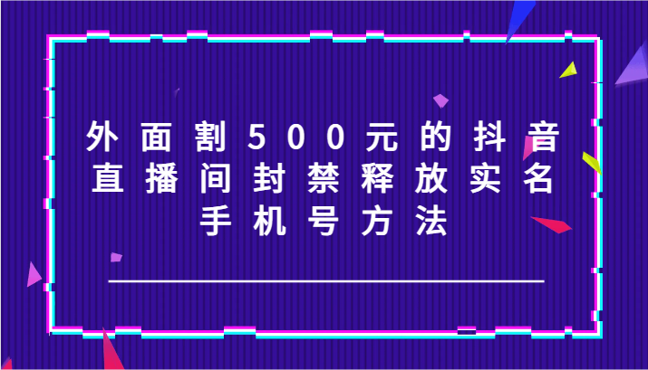 外边割500块的抖音直播封停释放出来实名认证/手机号码方式！-小i项目网