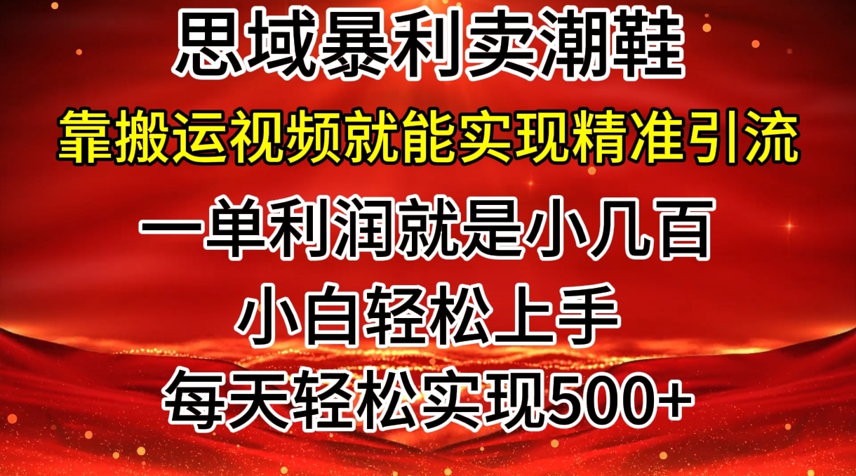 公域卖潮牌鞋子爆利游戏玩法，新手快速上手，日赚多张，轻松，只靠搬运视频就可精准引流方法-小i项目网