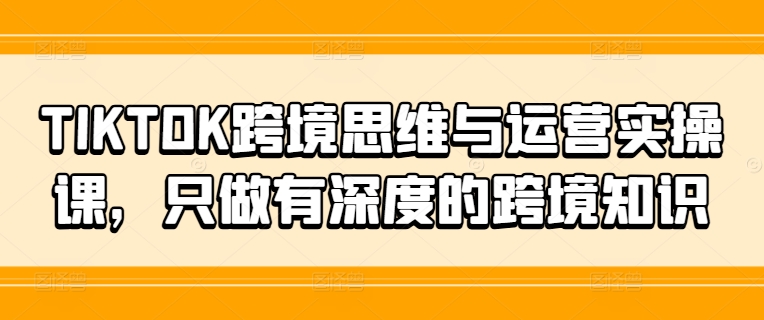 TIKTOK跨境电商逻辑思维和运营实操课，就做有内涵的跨境电商专业知识-小i项目网