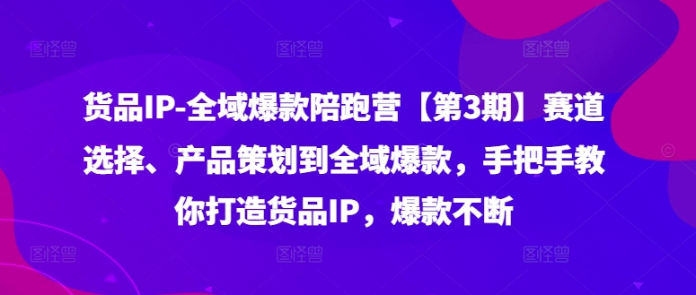 货品IP全域爆款陪跑营【第3期】赛道选择、产品策划到全域爆款，手把手教你打造货品IP，爆款不断-小i项目网