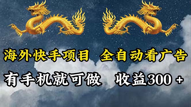 （12175期）海外快手项目，利用工具全自动看广告，每天轻松 300+-小i项目网