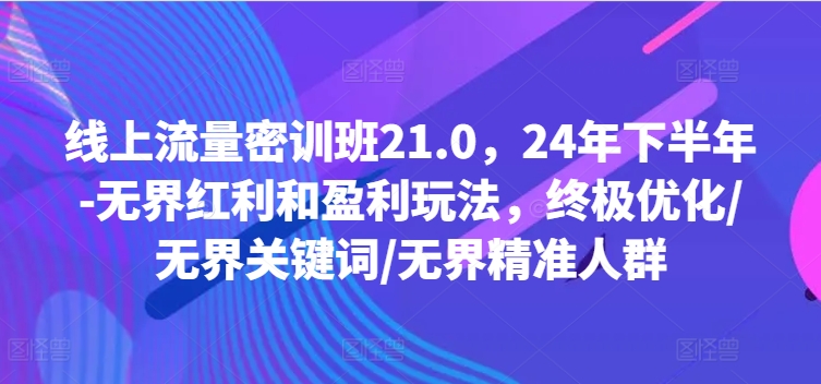 用户流量密训班21.0，24年年底-无边收益和盈利游戏玩法，最终提升/无边关键字/无边精准客户-小i项目网