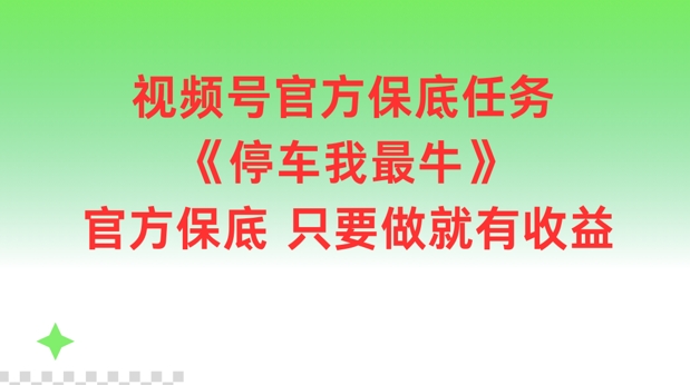 微信视频号官方网最低每日任务，泊车我最牛，官方网最低只要做就会有盈利【揭密】-小i项目网