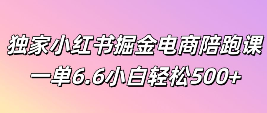 独家代理小红书的掘金队电子商务陪跑课一单6.6新手轻轻松松5张-小i项目网