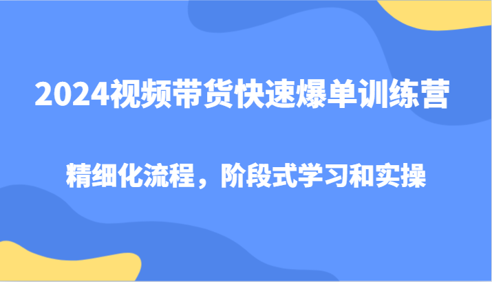 2024短视频带货迅速打造爆款夏令营，精细化管理步骤，环节式教学和实际操作-小i项目网