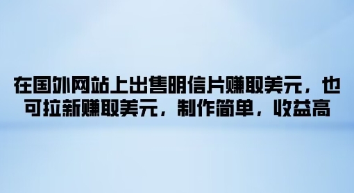 在海外网站上售卖名信片获得美金，也可以引流获得美金，制作简单，利润高-小i项目网