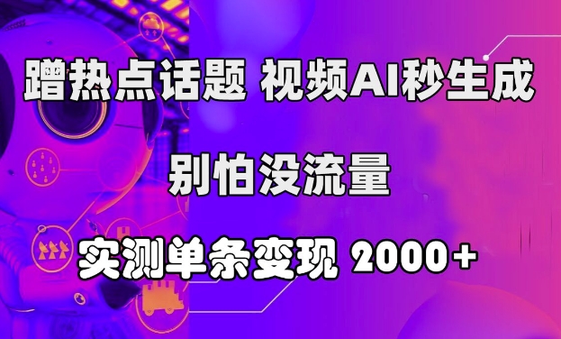 借势营销话题讨论，短视频AI秒形成，别害怕没有流量，评测一条转现2k-小i项目网