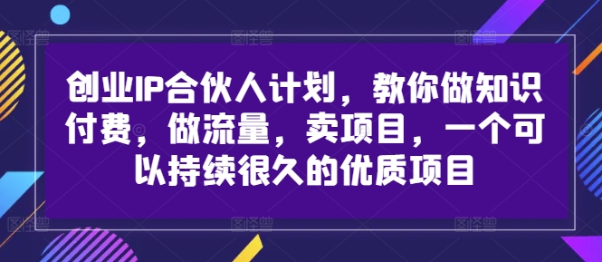 自主创业IP合伙人计划，手把手带你社交电商，做流量，卖项目，一个可以持续很久的优质企业-小i项目网