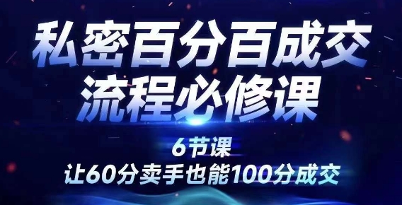 私密百分百成交流程线上训练营，绝对成交，让60分卖手也能100分成交-小i项目网