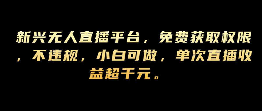 新兴无人直播平台，免费获取权限，不违规，小白可做，单次直播收益超千元-小i项目网