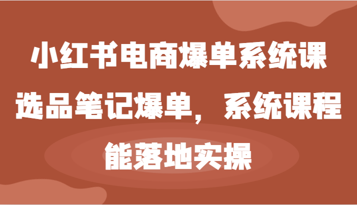 小红书电商爆单系统课-选品笔记爆单，系统课程，能落地实操-小i项目网