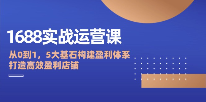 1688实战运营课：从0到1，5大基石构建盈利体系，打造高效盈利店铺-小i项目网