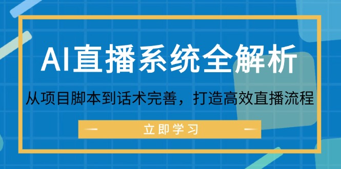 （12509期）AI直播系统全解析：从项目脚本到话术完善，打造高效直播流程-小i项目网