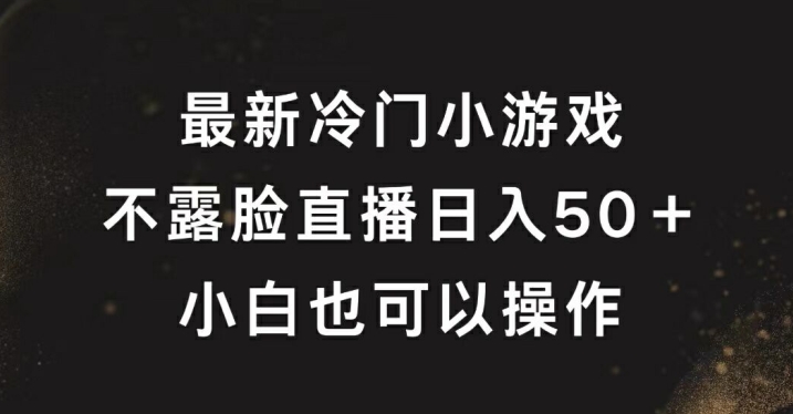 最新冷门游戏不露脸直播，轻松日入50+，小白也可操作-小i项目网