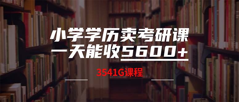 （12556期）小学学历卖考研课程，一天收5600（附3580G考研合集）-小i项目网