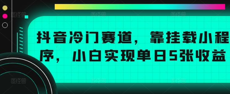 抖音冷门赛道，靠挂载小程序，小白实现单日5张收益-小i项目网