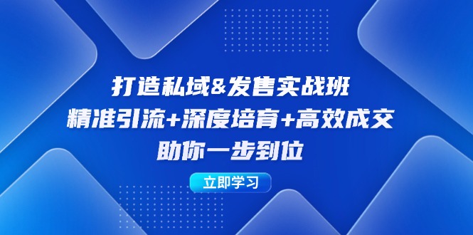 （12642期）打造私域&发售实操班：精准引流+深度培育+高效成交，助你一步到位-小i项目网